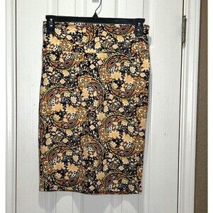 LuLaRoe Paisley Boho Straight Vtg Inspired Pencil Skirt Stretch Wide Waist Sz Sm